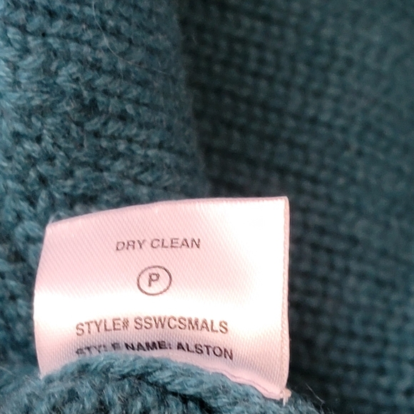 Sablyn Alston Boyfriend Crew Neck Sweater Womens L Teal 100% Cashmere Relaxed Fi - Picture 12 of 12